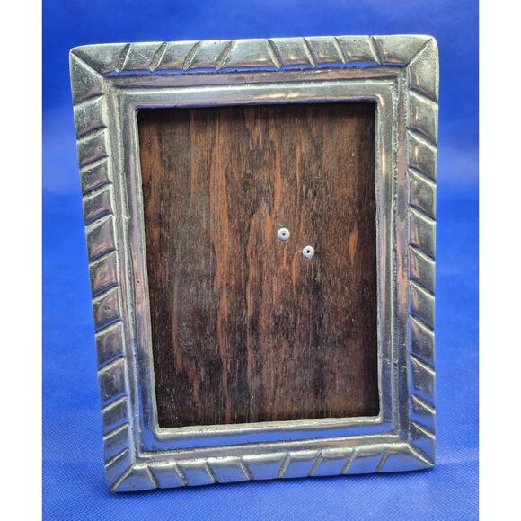 Vtg Arte Giancarlo Honduras Pewter Picture Frame Wood Back 8.5x6" No Glass - Picture 9 of 9
